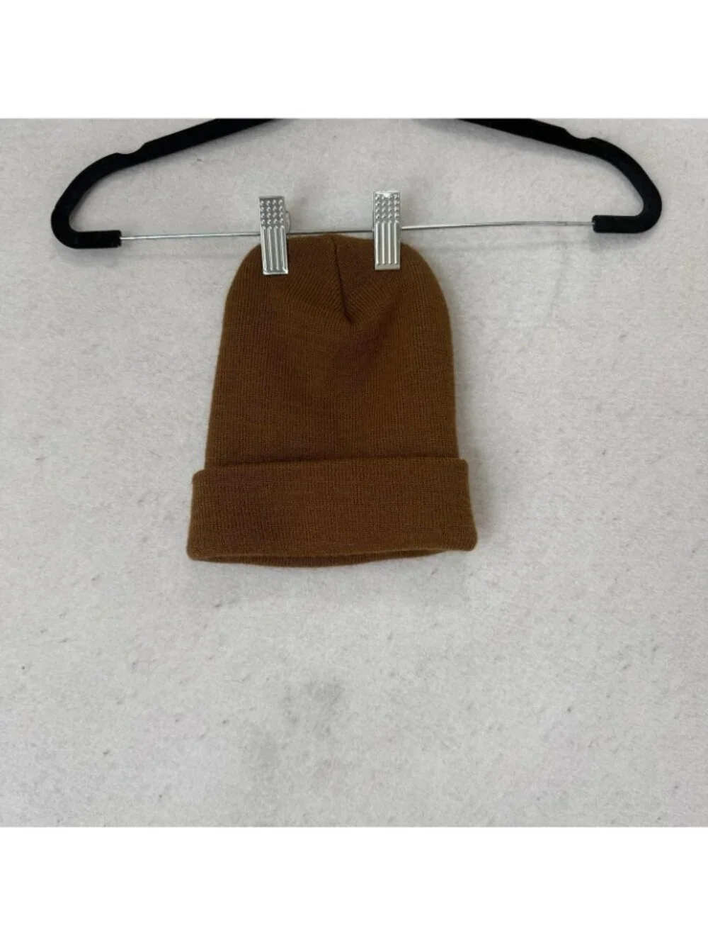 Carhartt Beanie Boys One Size Brown Knit Cuffed Logo Hat Youth Winter Workwear